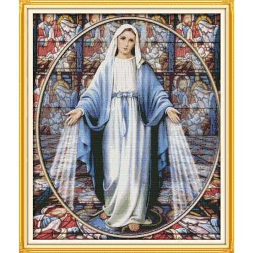 Virgin Mary Blessing Cotton Portrait Cross stitch kits 14CT White 11CT Printed Embroidery DIY Handmade Needlework Home Decor