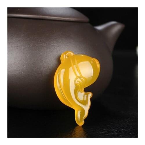 Natural Green Agate Dolphin Jade Pendant Necklace Chalcedony Carved Charm Jewellery Fashion Amulet for Men Women Lucky Pendant