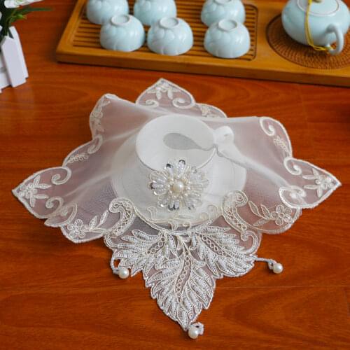 New Mesh sequin embroidery placemat cup mug tea coffee coaster kitchen dining table place mat lace doily wedding drink dish pad