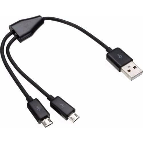 New USB 2.0 to Dual 2 Micro USB 2.0 Male Y Splitter Data Charger Cable Cord 0.2M/0.65FT / 1M/3FT Black/White