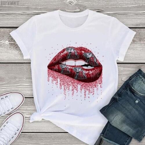 2020 summer new womens T-shirt Harajuku fashion sexy lips printing female T shirt casual short-sleeved large size ladies Tshirt