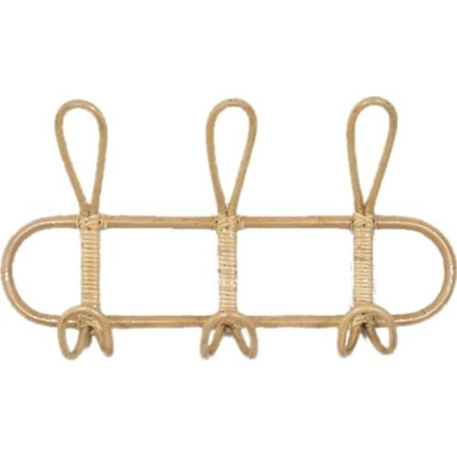 Rattan Wall Hooks Kids Garments Organizer Rack Clothes Hat Hanging Hook Rattan Hanger Kids Room Decor Hanger Retail