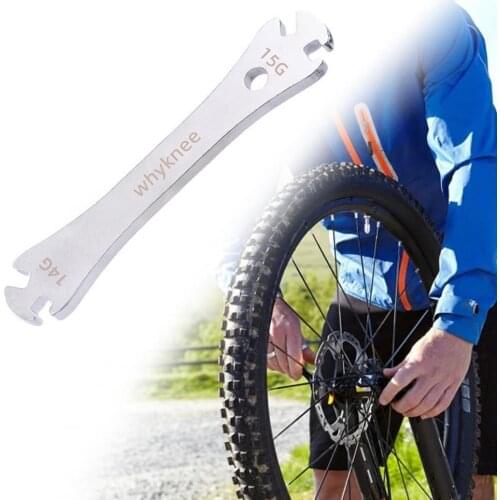 Portable Stainless Steel Bicycle Spoke Wrench Bike Tool Spoke Adjustment Wrench Disassembly Tool for 14/15G Spoke Hat