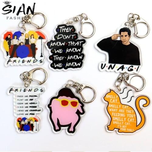 SIAN Friends TV Show Transparent Double Sided Acrylic Keychain Cartoon Figure Shape Key Ring Men And Women Bag Fashion Pendants