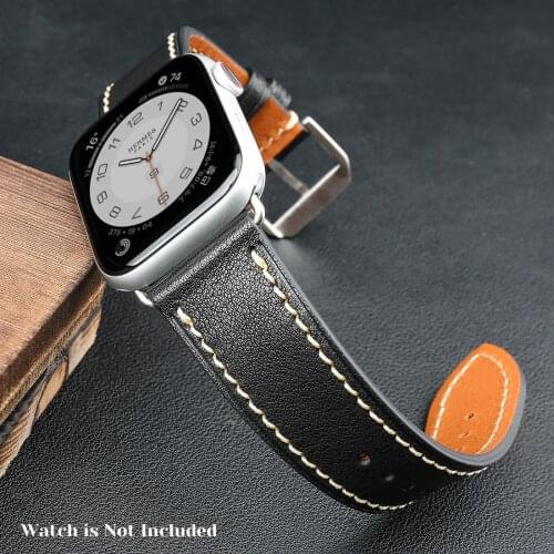 MAIKES High Quality Leather Loop Strap for Apple Watch Band 44mm 40 Luxury iWatch 42 38mm Wristband Belt Series 6 SE 5 4 3 2 1