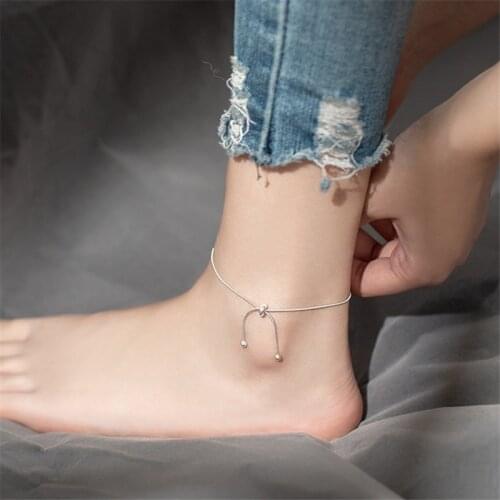 925 Sterling Silver Tassel Bowknot Anklets For Women Girls Summer Beach Jewelry sl114
