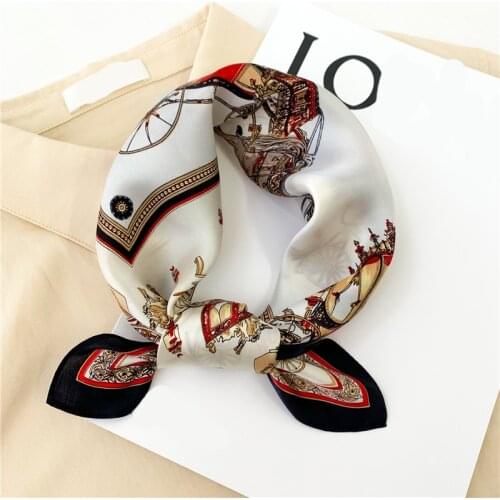 Smooth Real Silk Scarf for Women Foulard Neckerchief Bandana Hair Scarves Square Kerchief Design Printed Female 2021 New