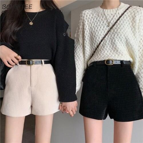 Shorts Women Wide Leg Button Fly Harajuku High Waist Pockets Casual Trousers Korea Style Teens Autumn Winter Loose Ins Female