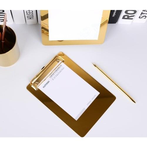 Nordic Ins Metal Stainless Clipboard A4 B5 A4 Restaurant Order Board Menu Writing Pad Clip Board Paper Folder