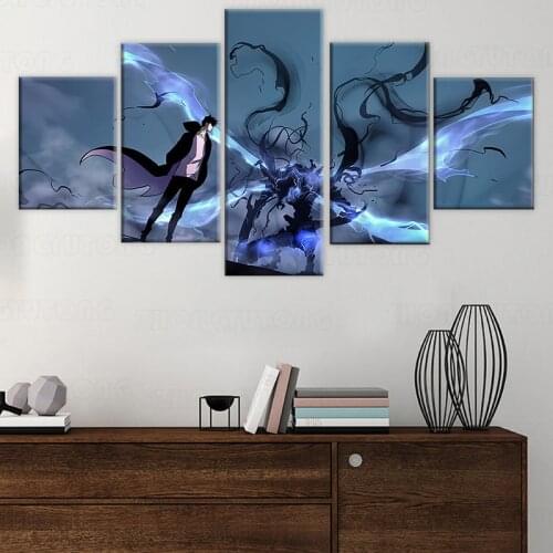 Solo Leveling Cartoon Painting Frame Anime Poster Wall Art Picture for Living Room Decor Wall Hanging Painting Birthday Gift