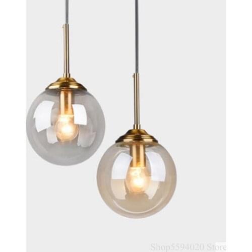 Modern Gold Glass Ball Pendant Lights Led Hang Lamp for Dining Room Kitchen Bedroom Living Room Pendant Lamp Hanglamp Fixture