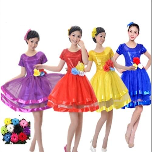Modern sequin dance costumes performance costumes performance costumes Square dazzling new square dance yarn dress