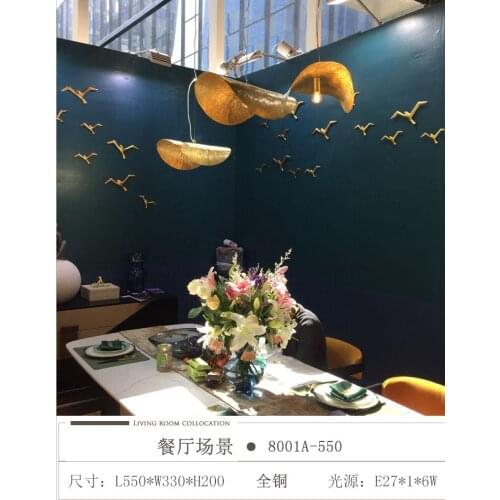 Light luxury post-modern copper branch crystal chandelier French living room dining room lamp American minimalist designer villa