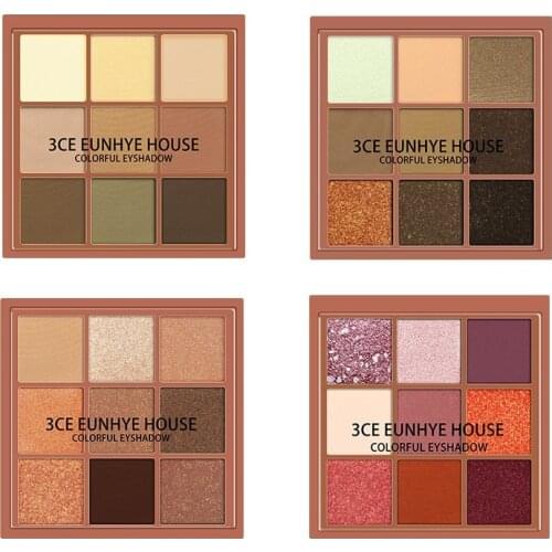 Colorful Eye Shadow 9 Color Plate 1pcs earth color pearlescent matte gloss high light student makeup eyeshadow palette