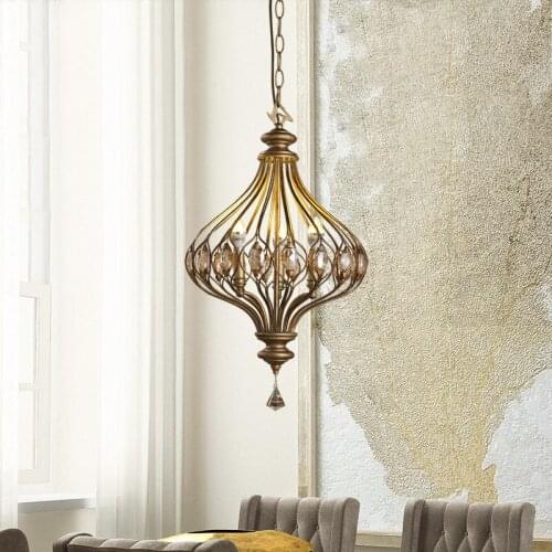 Style Loft Vintage Retro Hanging Lamp LED Bedroom Home Lighting Fixtures Restaurant Hang Lights Iron Lampen Crystal Lamparas