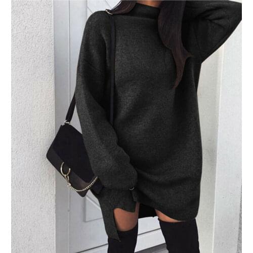 Autumn Winter Women Fashion Casual Turtleneck Solid Color Long Sleeve Soft Cotton Thick Loose Warm Long Pullover Sweatshirts