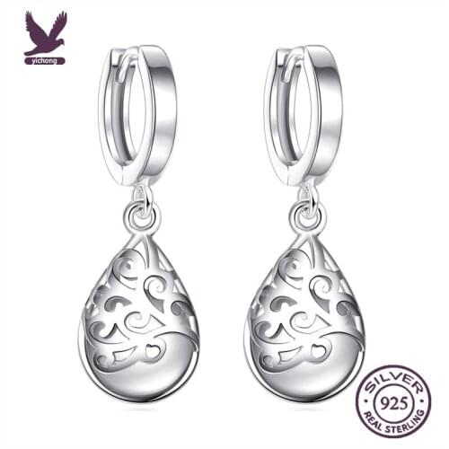 Flower серьга Hollowed Out Earring 925 Sterling Silver Drop Earrings For Women Fine Jewelry Moonlight Opal Tears Totem Dangle