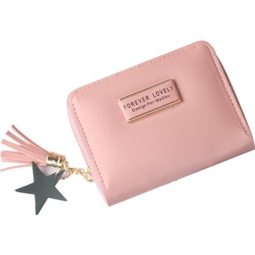 Women Fashion Cute Tassel Letter Print Wallets Female Luxury Leather Zipper Coin Purses Ladies Card Holder Money Clip Clutch Bag