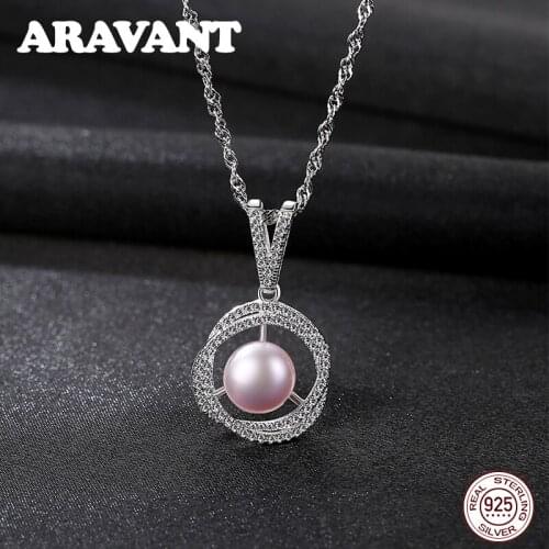 Fashion AAA Zircon 100% Natural Freshwater Pearl Pendants For Women Silver 925 Necklace Pendant Fine Jewelry