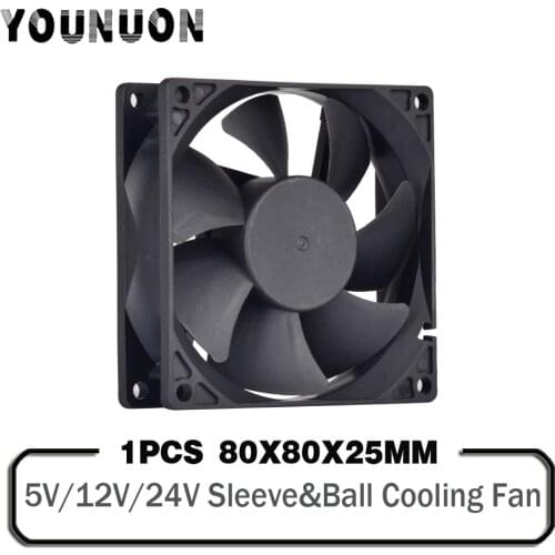 1 Piece 80mm 8025 80X80X25MM Cooling Fan 5V/12V/24V DC Brushless Cooling Cooler Fan 8025 Sleeve&Dual Ball Bearing Axial Fan