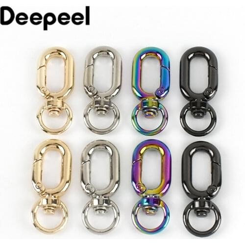 Deepeel 10pcs 10mm Spring Circle Round Tail Opening Hook Buckle Egg-shaped Ring Spring Snap Buckles DIY Chain Strap Hang Clasp