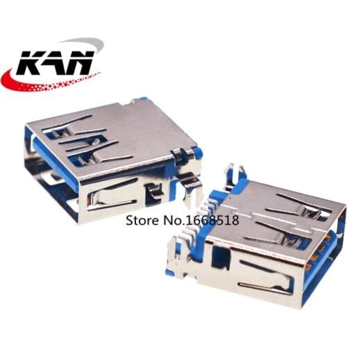 10pcs high quality copper shell USB female socket 3.0 sinking board AF degree patch horizontal broken board patch high-speed tra