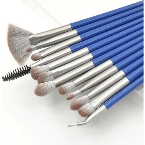 12Pcs/set 4 Colors Makeup Brush Set Plastic Cosmetic Brush Handle Eye Shadow Eyebrow Eyeliner Lash Brush Beauty Makeup Tools NEW