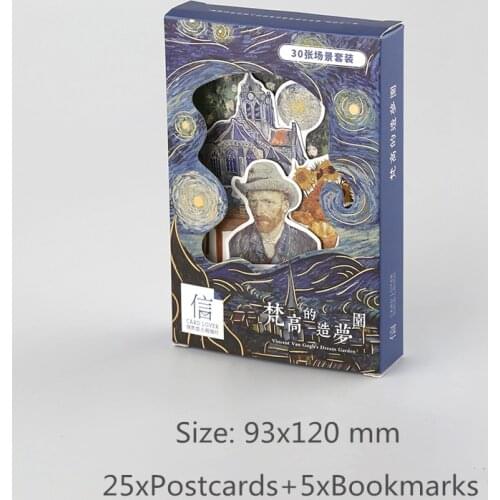 30 Pcs/Set Van Goghs Dream Garden Postcard Bronzing Series Greeting Cards Bookmarks Journal Decoration