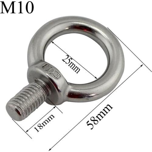 5 pc per lot Eye Bolt Stainless Steel Marine Lifting Eye Bolt Ring Screw Loop Hole for Cable Rope Lifting