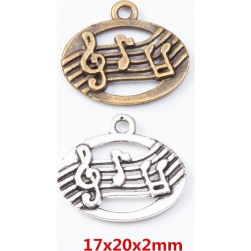 50 pieces of retro metal zinc alloy Musical notes pendant for DIY handmade jewelry necklace making 7212