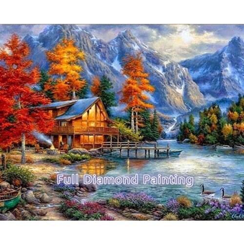 5D DIY Diamond Embroidery Scenery Diamond Painting House Landscape Cross stitch Diamond Home Wall Decor