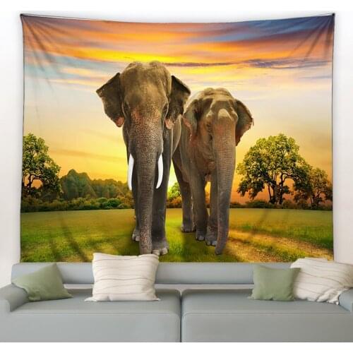 Africa Elephant Big Tapestry Beautiful Starry Landscape Wall Hanging Hippie Tapestries Boho Yoga Picnic Mat Beach Towel Blanket