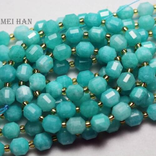 Meihan (2 strands/set) Natural Amazonite 10*9mm faceted energy column loose beads stone for Christmas jewelry making DIY