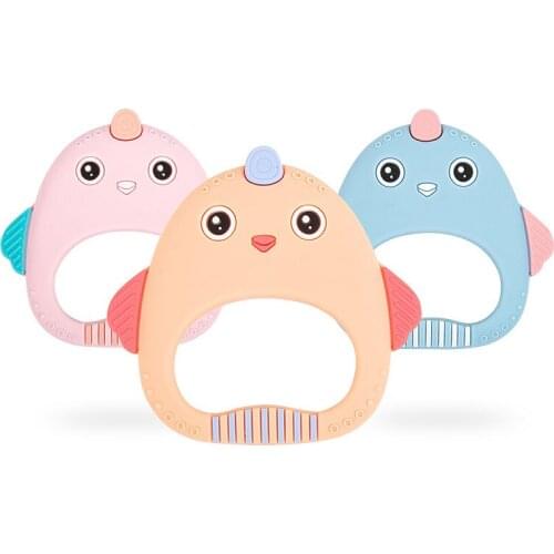 Chenkai 10PCS BPA Free Silicone Chicken Teether Baby Cartoon Animal Teething For DIY Nursing Pacifier Clip Soother Chain Gift