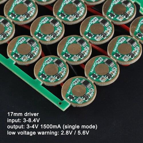 17mm driver ,input: 3-8.4V, output: 3-4V 1500mA (single mode)