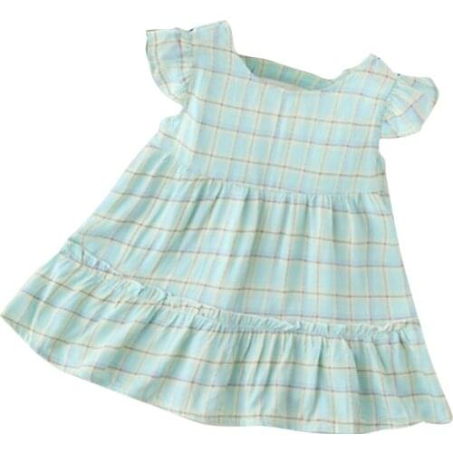 Toddler Baby Girl Cotton Breathable Dress Princess Short Puff Sleeve Dress Casual Summer Children Jumper Skirt Sundress