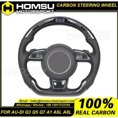 Private custom gloss led carbon fiber steering wheel for audi 13-16 years Q3 Q5 Q7 A1 A6L A8L Personalization