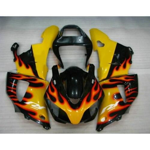 Motorcycle injection molded fairings kit for YAMAHA 1998 1999 98 99 YZF R1 yellow red flame fairing parts