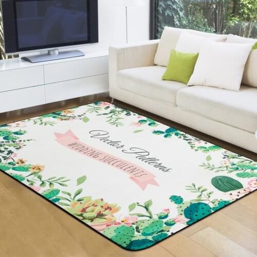 Cactus Rugs And Carpets For Home Living Room Geometric Rugs For Bedroom Anti-Slip Coffee Table Floor Mat Green Cloakroom Carpet