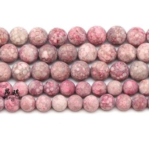 Matte Natural Red Chrysanthemum Stone Coral Fossils Round Loose Beads For Jewelry Making Bracelet 6-12MM Pick size Accessories