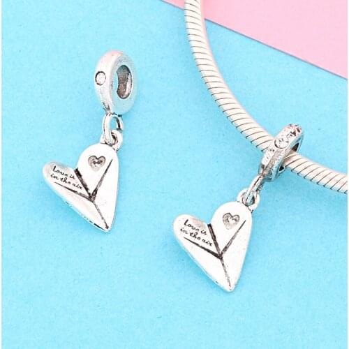 Leabyl New Arrivals Fashion Heart Travel Plane Bead Pendant fit Bangle Bracelet Necklace Silver Color Love to Travel Love Charms