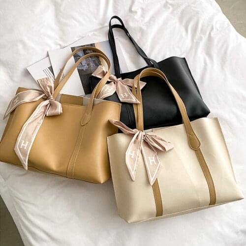 Summer High-capacity Shoulder Bag Fashion Cute Bow Tote Bags for Grils Simple Underarm Shopper Bag Casual Travel Handbag Wallet