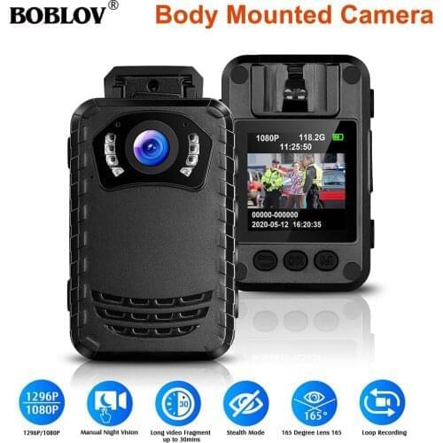 BOBLOV Micro Camera N9 Full HD 1296P Body Mounted Camera Small Portable Night Vision Police BodyCam Support 258GB Mini camera