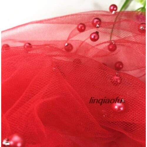 Soft and delicate pearl net Beaded mesh wedding dress soft mesh fabric