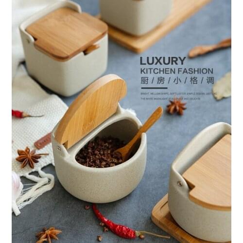 Kitchen household clean health exquisite small and lovely practical ceramic clamshell seasoning pot set combination J06