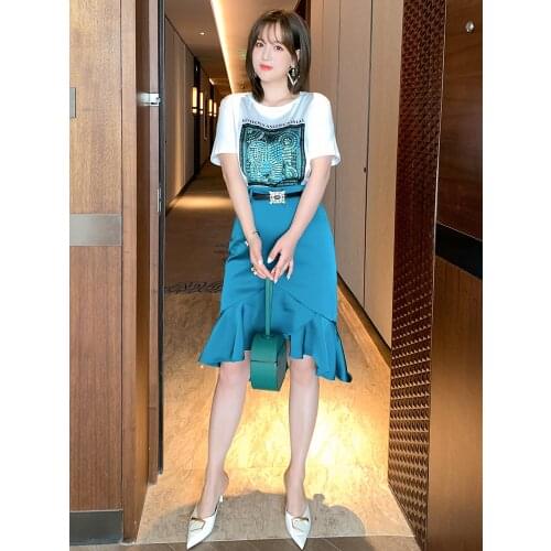 High quality Solid skirt with irregular fishtail buttocks 2021 summer new