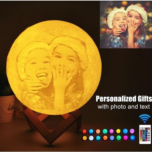 Customized Photo/Text Moon Lamp personalized Rechargeable Night Light Holiday valentine mothers day Kids friends gift