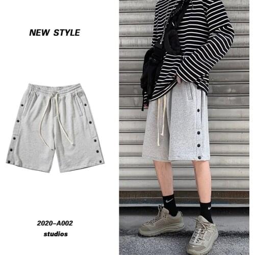 Casual shorts for men Loose summer labeled sweatpants Preppy straight leg handsome cropped pants