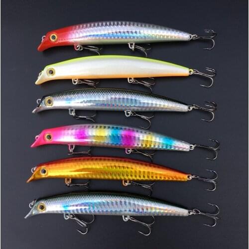 6Piece Opesize Lure Minnow Sea Fishing Artificial Stiff Feed Hook Fighting 12 cm 16g 12cm17gLaser Lures