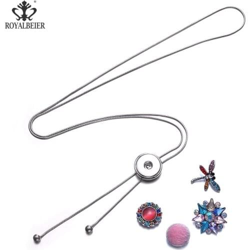 RoyalBeier 18mm Snaps Buttons Pendant Chain Adjustable Necklaces Night Club Sweater Necklace For Women Charming Jewelry Collier